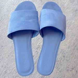 Women’s J.Crew Microsuede Single Strap Sandals - Periwinkle Sz. 9